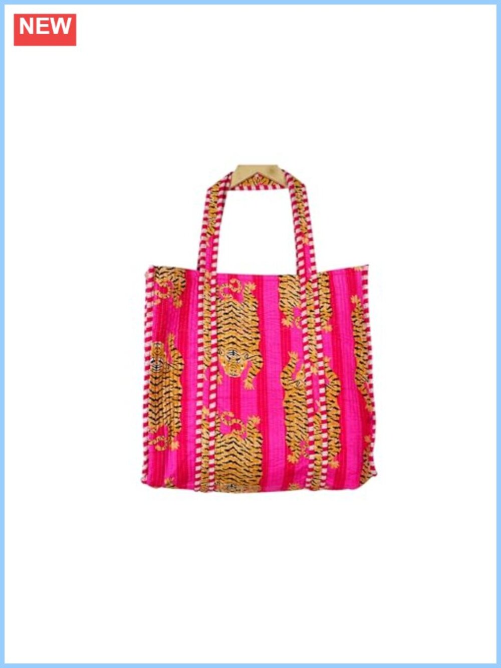 Quilted Cotton Block Print Reversible Tote Bag Handmade Large